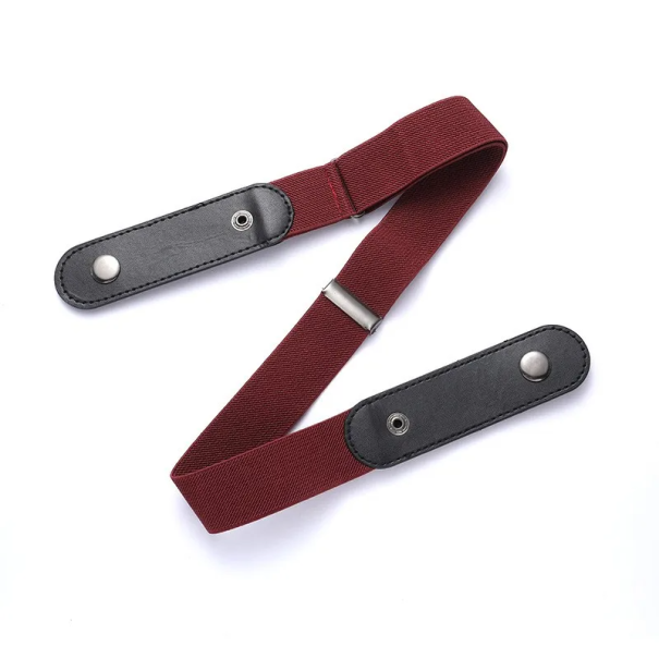 Ceinture élastique ajustable sans boucle Ceinture cachée pour un port confortable dans les pantalons Ceinture en jean pour passants Ceinture élastique sans couture rouge