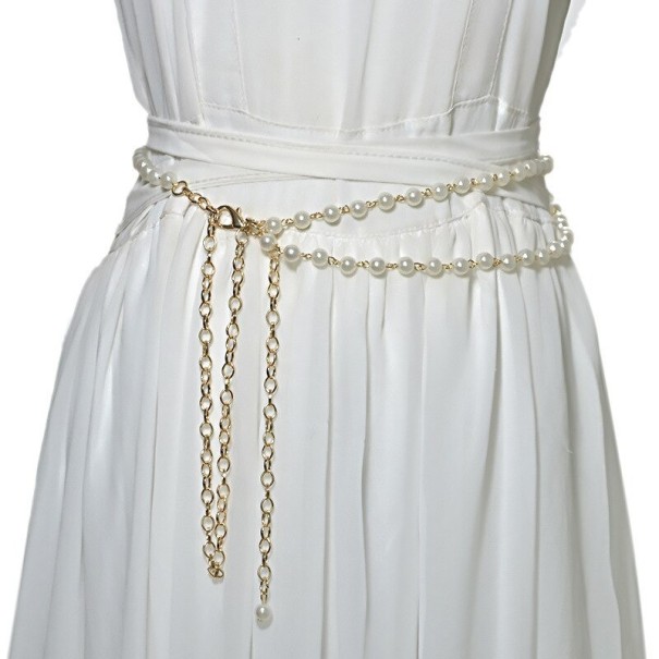 Ceinture en chaîne pour femme avec perles 1