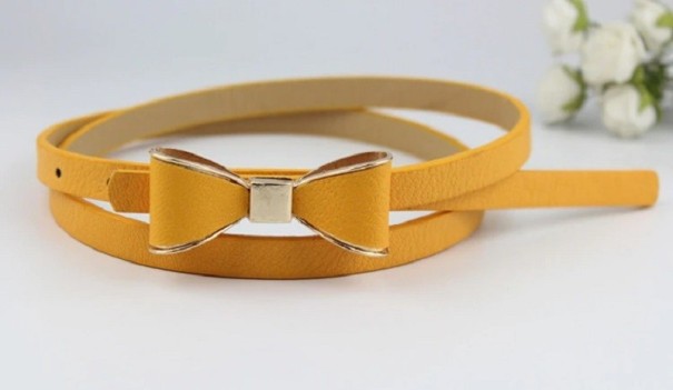 Ceinture en cuir pour femme avec nœud L67 jaune foncé