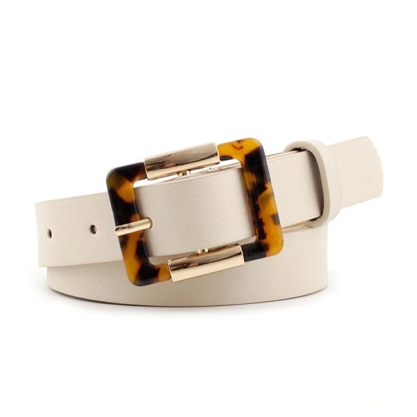 Ceinture en cuir pour femme L132 crème 1