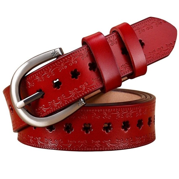 Ceinture en cuir pour femme L227 bordeaux 95 cm