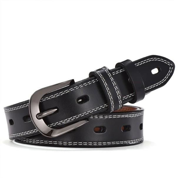 Ceinture en cuir pour femme L41 noir 100 cm