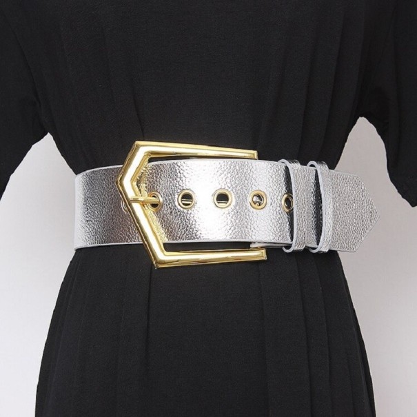 Ceinture en cuir pour femmes L138 argenté