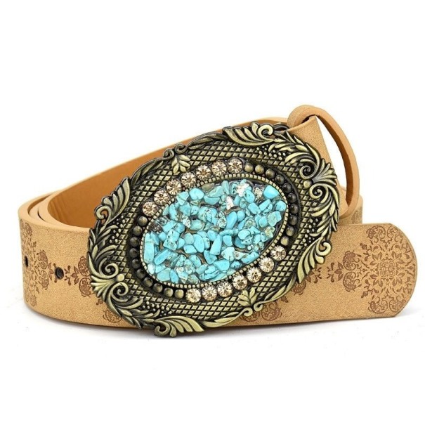 Ceinture en cuir pour femmes L172 marron clair 100 cm 9