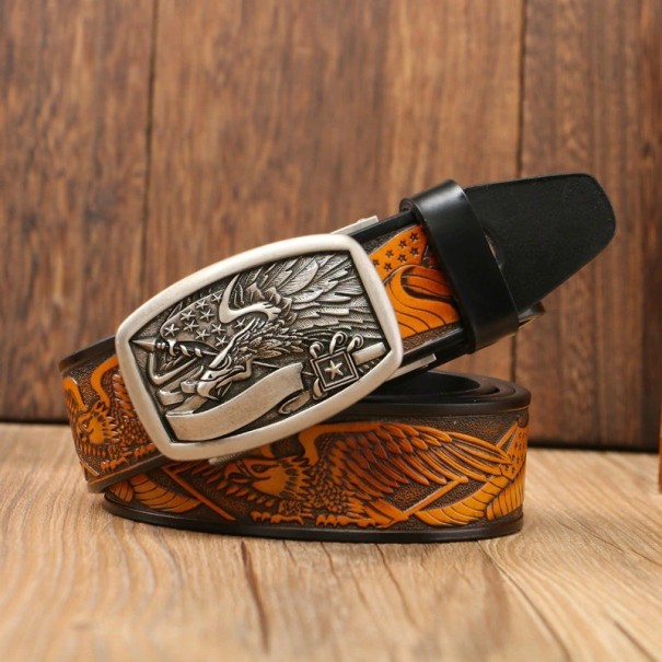 Ceinture en cuir pour homme avec aigle L481 120 cm 2