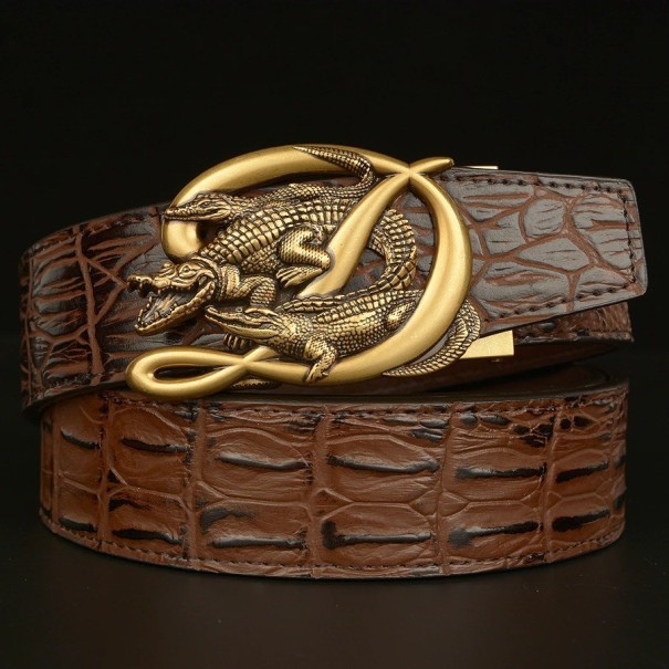 Ceinture en cuir pour homme avec crocodiles 125 cm 1