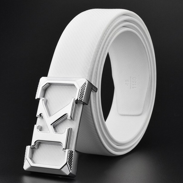Ceinture en cuir pour homme L347 blanc 115 cm 2
