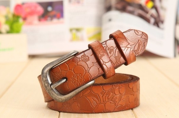 Ceinture en cuir stylée J3079 marron 100 cm