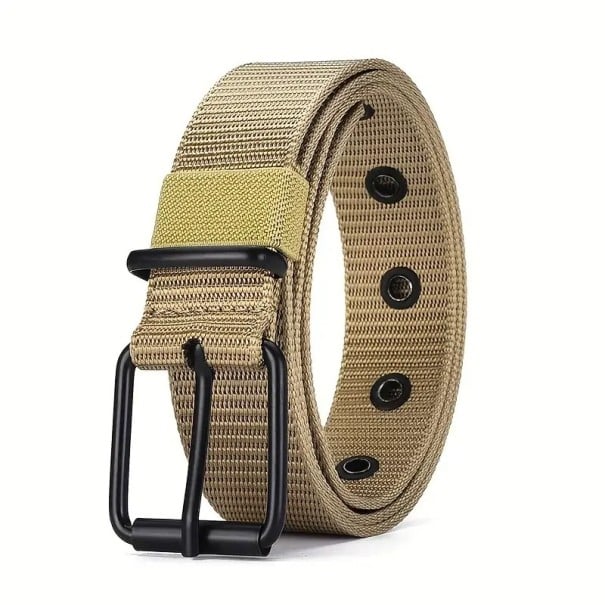 Ceinture en nylon pour homme 118 x 3,4 cm Ceinture en toile résistante avec boucle en métal Style tactique militaire Ceinture réglable kaki