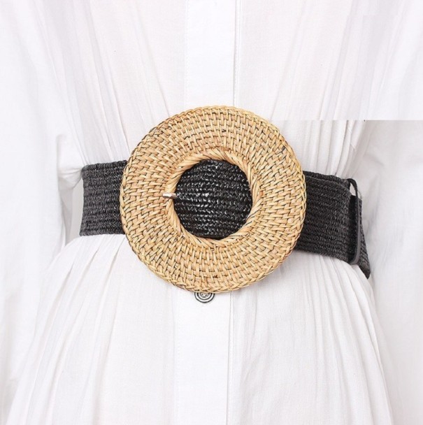 Ceinture en paille pour femme avec grande boucle 4