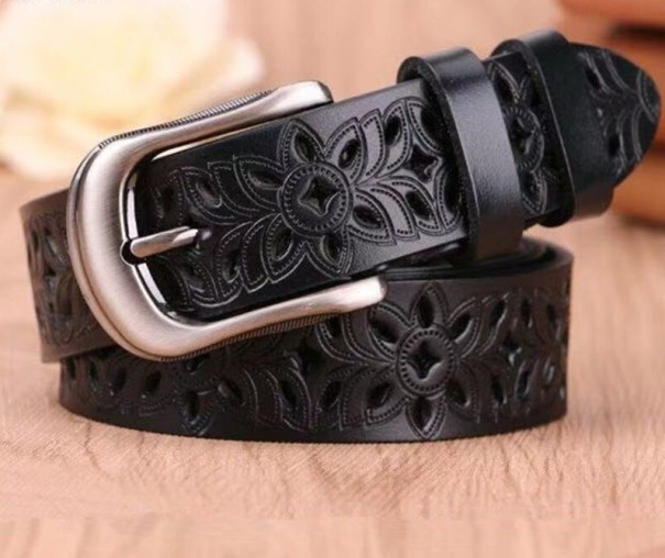 Ceinture femme à motif noir 105 cm