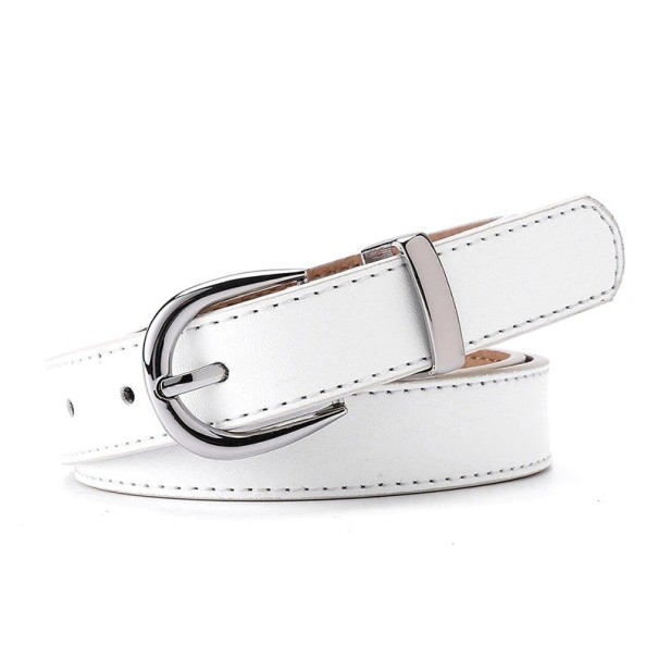 Ceinture femme avec boucle en argent blanc 100 cm