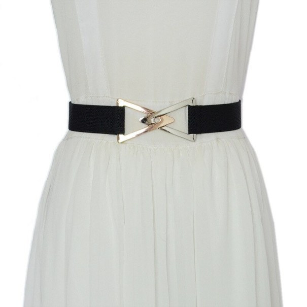 Ceinture femme avec boucle triangulaire noir