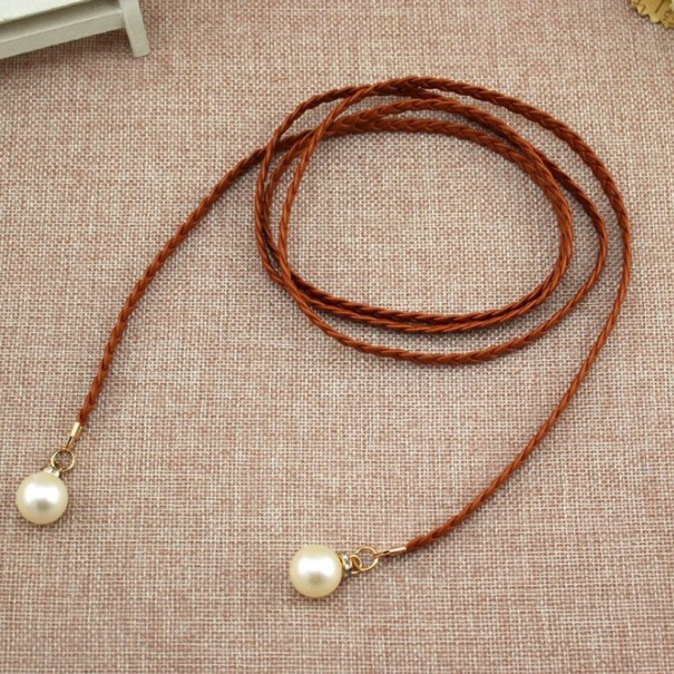 Ceinture femme avec perle marron