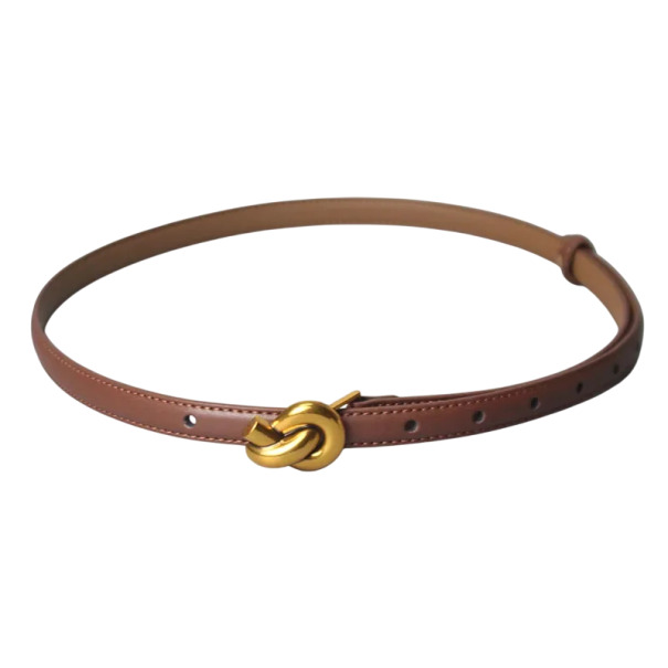 Ceinture femme en cuir véritable avec boucle en métal 105 x 2 cm Ceinture en cuir élégante pour pantalons Accessoire en cuir stylé pour un usage quotidien marron