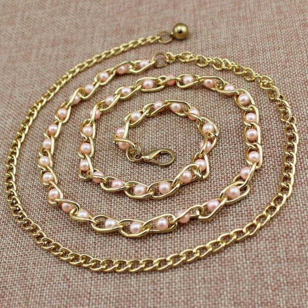 Ceinture pour femmes avec perles rose