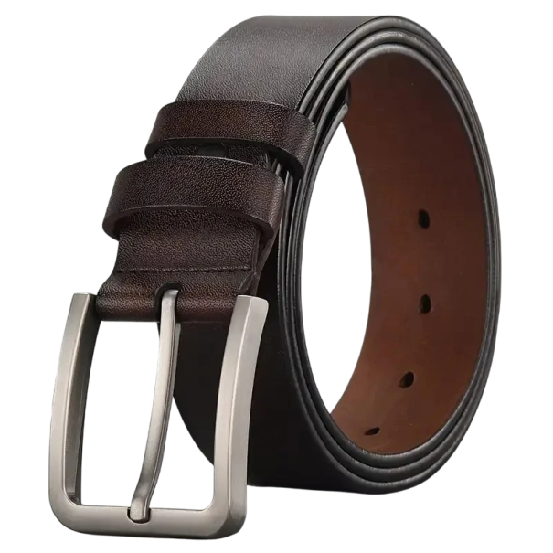 Ceinture pour homme en cuir véritable largeur 3,8 cm Ceinture en cuir de qualité avec boucle en alliage de zinc résistant Ceinture marron 105 cm