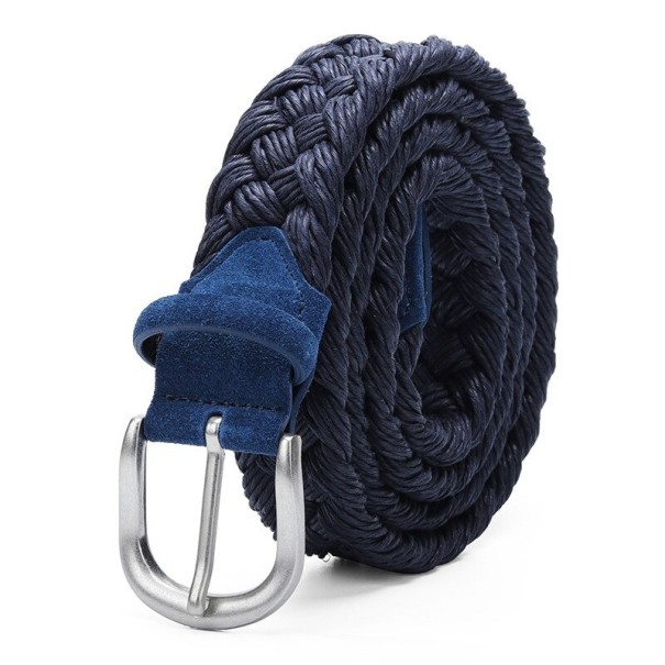 Ceinture tressée pour homme L426 bleu foncé 120 cm