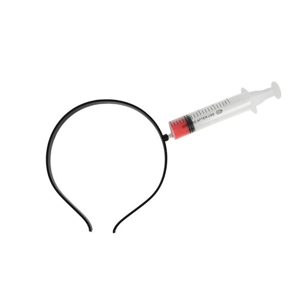 Čelenka injekčná striekačka v hlave 1