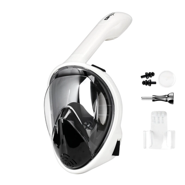Celoansiktsmask för snorkling L/XL med fäste för actionkamera, luftventil, öronproppar och snorkel 25,8 cm svart
