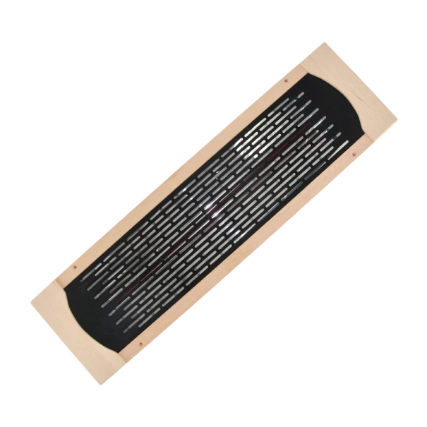 Celokeramický infračervený saunový ohřívač 76 x 21 cm 350 W 220 V černý topný panel v dřevěném rámu do infrasauny na prohřátí těla 1