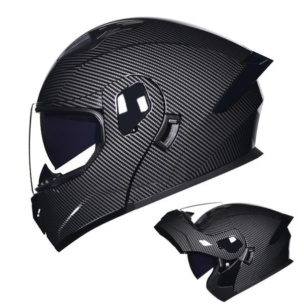 Celoobličejová motocyklová helma unisex výklopná ABS+PC čierna s jednoduchým vzorom L