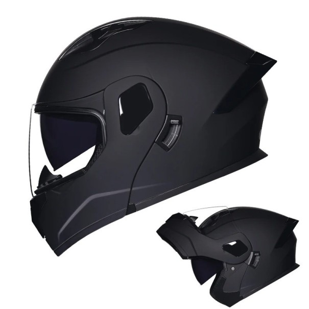 Celoobličejová motocyklová helma unisex výklopná ABS+PC jednobarevná silniční ochranná tmavě šedá M