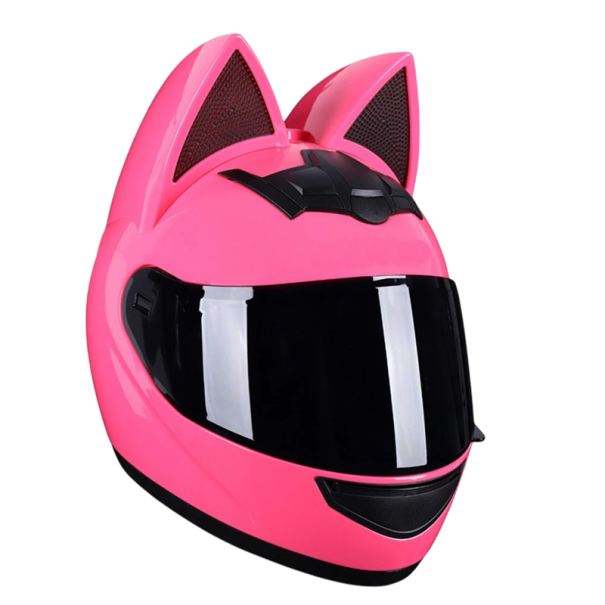 Celoobliczeniowy kask motocyklowy unisex wyklapujący ABS+ESP różowy z kocimi uszami M