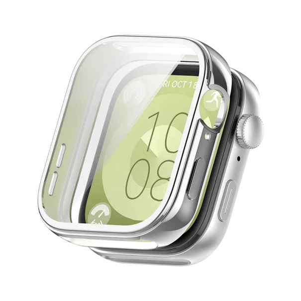 Celoplošný kryt pro Huawei Watch Fit 3 45,2 x 38,4 mm TPU ochranný kryt displeje a rámečku nárazuvzdorné pouzdro SmartWatch příslušenství stříbrná