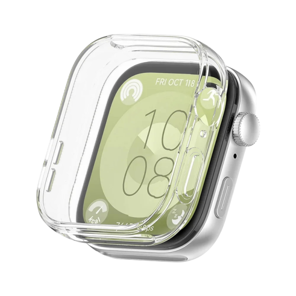 Celoplošný kryt pro Huawei Watch Fit 3 45,2 x 38,4 mm TPU ochranný kryt displeje a rámečku nárazuvzdorné pouzdro SmartWatch příslušenství transparentní