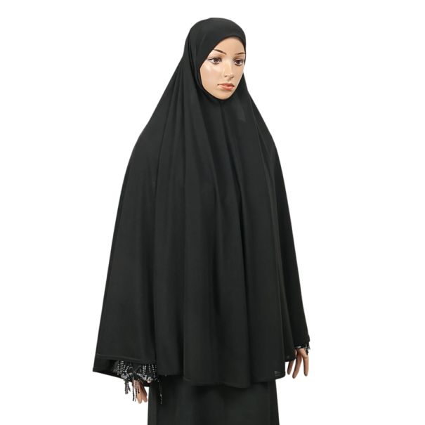 Celoroční muslimské šaty 130x113 cm z bavlny a konopného vlákna pro každodenní nošení a zakrytí postavy černá