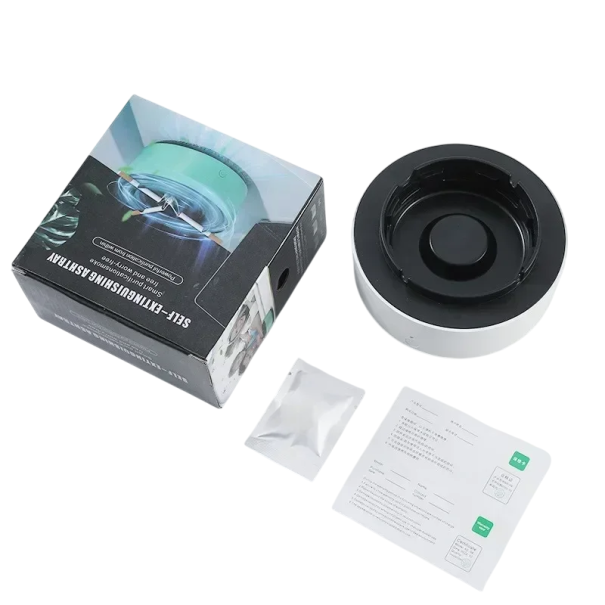 Cenicero con eliminación de humo 13,2 x 7,5 cm plástico ABS Cenicero eléctrico de mesa a pilas para el hogar y la oficina blanco