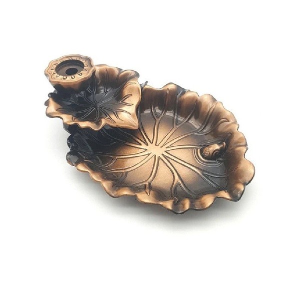Censura de incenso em metal com peixe Efeito de retorno do fumo Suporte para cones aromáticos Aromaterapia Decoração Interior bronze