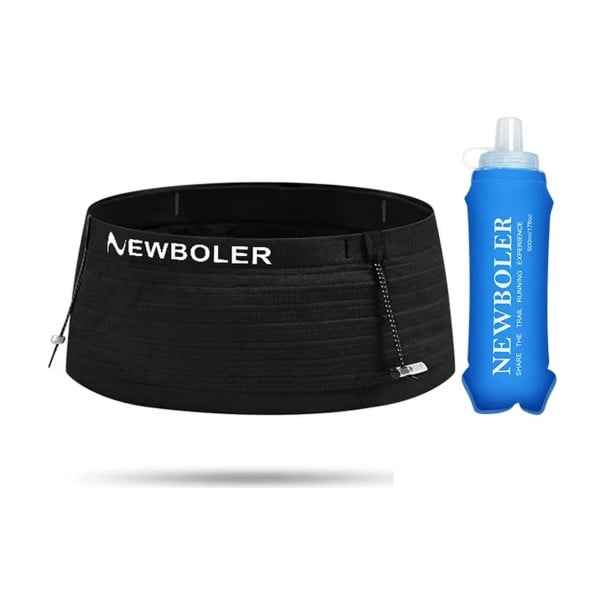 Centură de alergare pentru burtă cu sticlă moale de 500 ml Centură elastică fără cusături neagră Centură pentru alergare maraton și triatlon XL