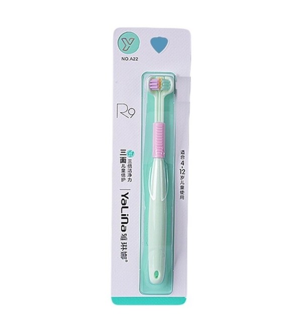 Cepillo de dientes de doble cara para niños verde claro