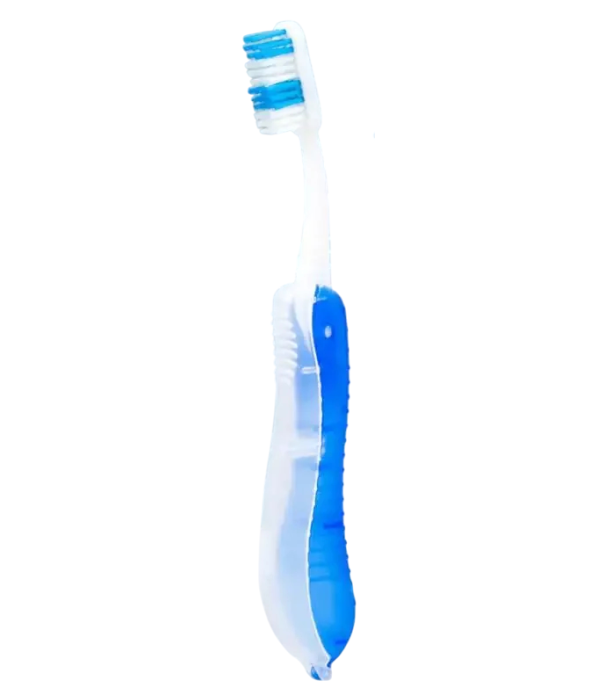 Cepillo de dientes de viaje desechable portátil plegable de 18 cm Cepillo de dientes de camping y senderismo Herramienta de higiene de plástico azul