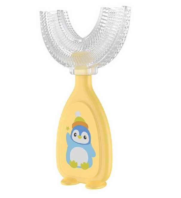Cepillo de dientes infantil en forma de U 6-12 años amarillo claro