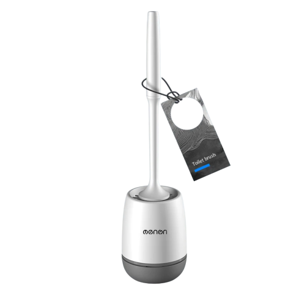 Cepillo de limpieza de silicona de 43 cm para inodoro, bañera, suelo, pared, accesorio de baño, cepillo con mango, herramienta de limpieza para inodoro y azulejos gris