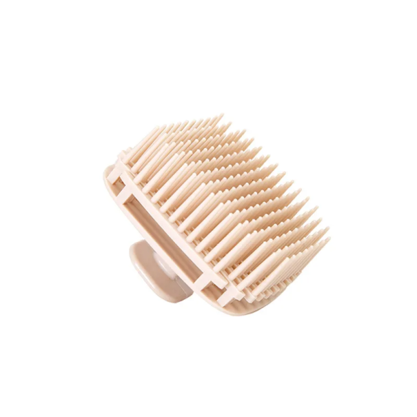 Cepillo de masaje de silicona para champú 5,9×7,8 cm Cepillo de masaje para el cuero cabelludo Cepillo de lavado para el cabello Herramienta de salón de peluquería relajante Beige