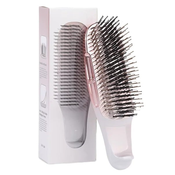 Cepillo de masaje japonés para la cabeza 15,7 x 5 cm Cepillo para champú y desenredado de cabello Uso en húmedo y seco Masaje del cuero rosa
