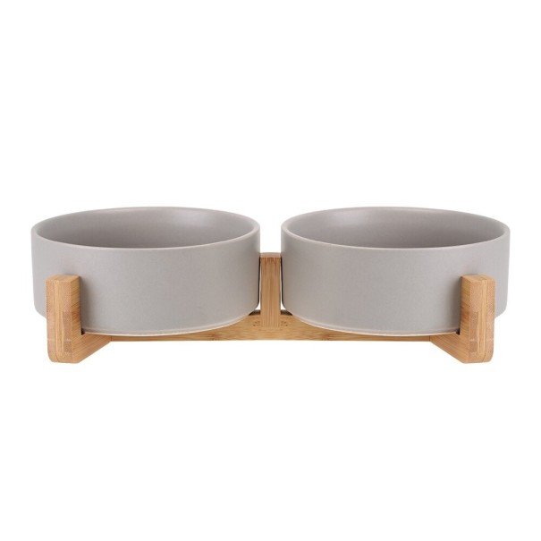 Ceramic Bowls for Cats with Stand grey