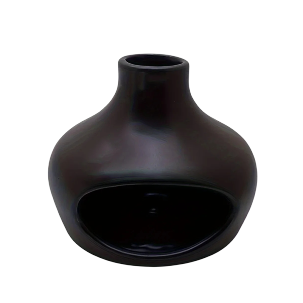 Ceramic Burner with Chimney for Palo Santo and Sage Incense for Cleansing Spaces Meditation Interior black