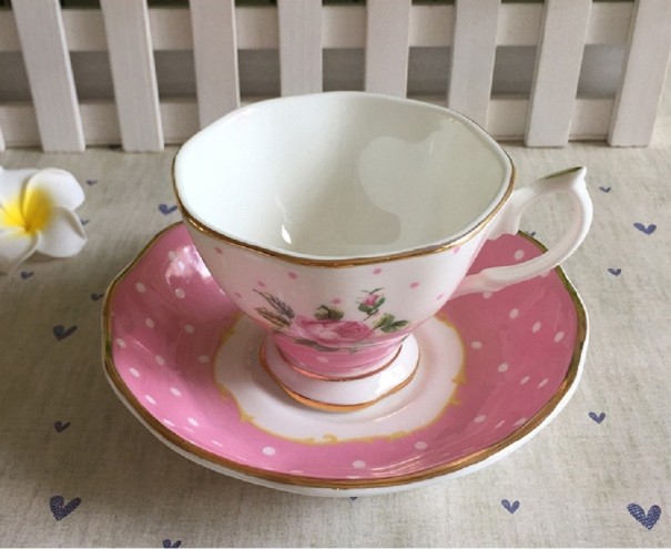 Ceramic Cup with Saucer Natural Motif 2 pcs 1