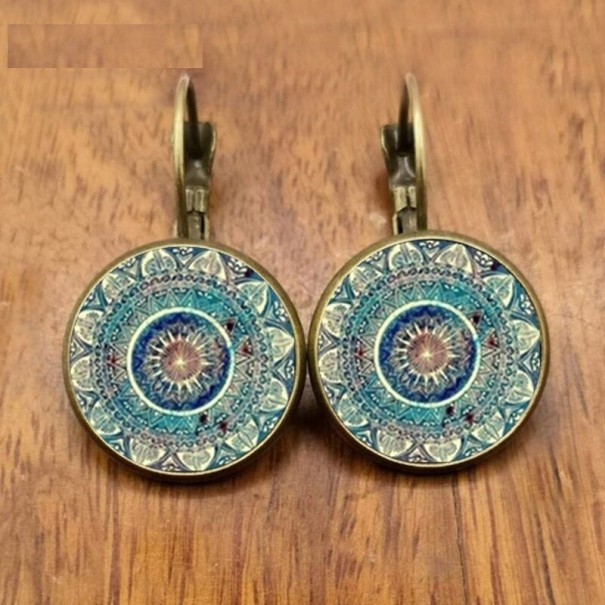Cercei atarnati pentru femei cu mandala bronz 3
