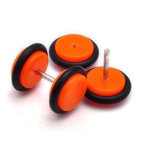 Cercei colorați pentru bărbați Dumbbell J3165 portocale