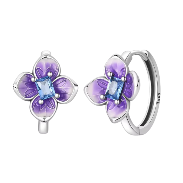 Cercei cu design de panseluțe armonice din argint sterling 925 pentru femei Bijuterii fine la modă cu design floral 1