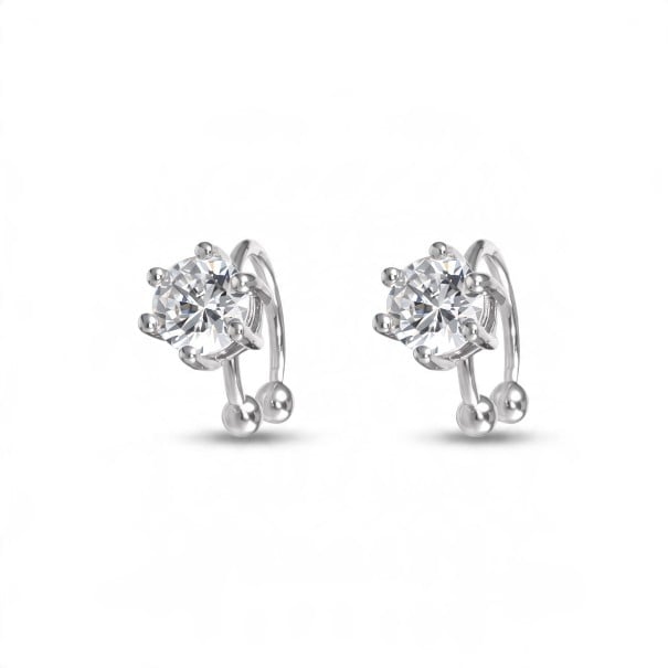 Cercei fără perforare cu zirconiu 2 bucăți Cercei ajustabili cu clips pentru cartilaj aliaj de zinc argintii pentru utilizare zilnică 1