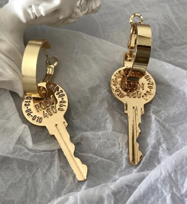 Cercei inele pentru femei cu cheie argint