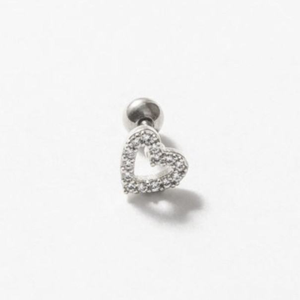 Cercei pentru femei cu zirconii Cercei mici pentru ureche cu bilă pentru înșurubare Motiv decorativ strălucitor Metal bijuterie Ambalare 1 bucată 1
