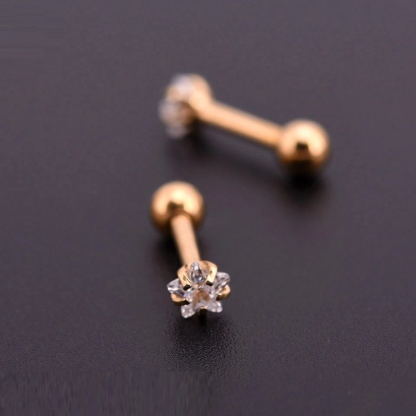 Cercei tip știft de damă cu zircon G1335 aur 3 mm